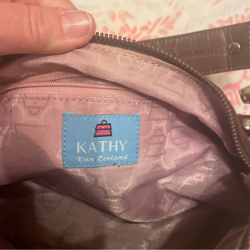 Kathy Van Zeeland Studded Chocolate Brown Shoulder Bag - Picture 6 of 10